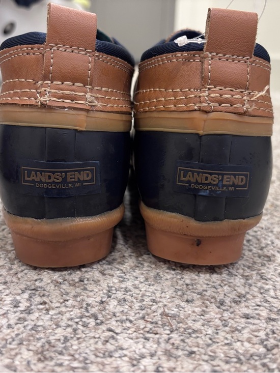 Lands\' End Men\'s Black and Brown Waterproof Duck Boots steel stank